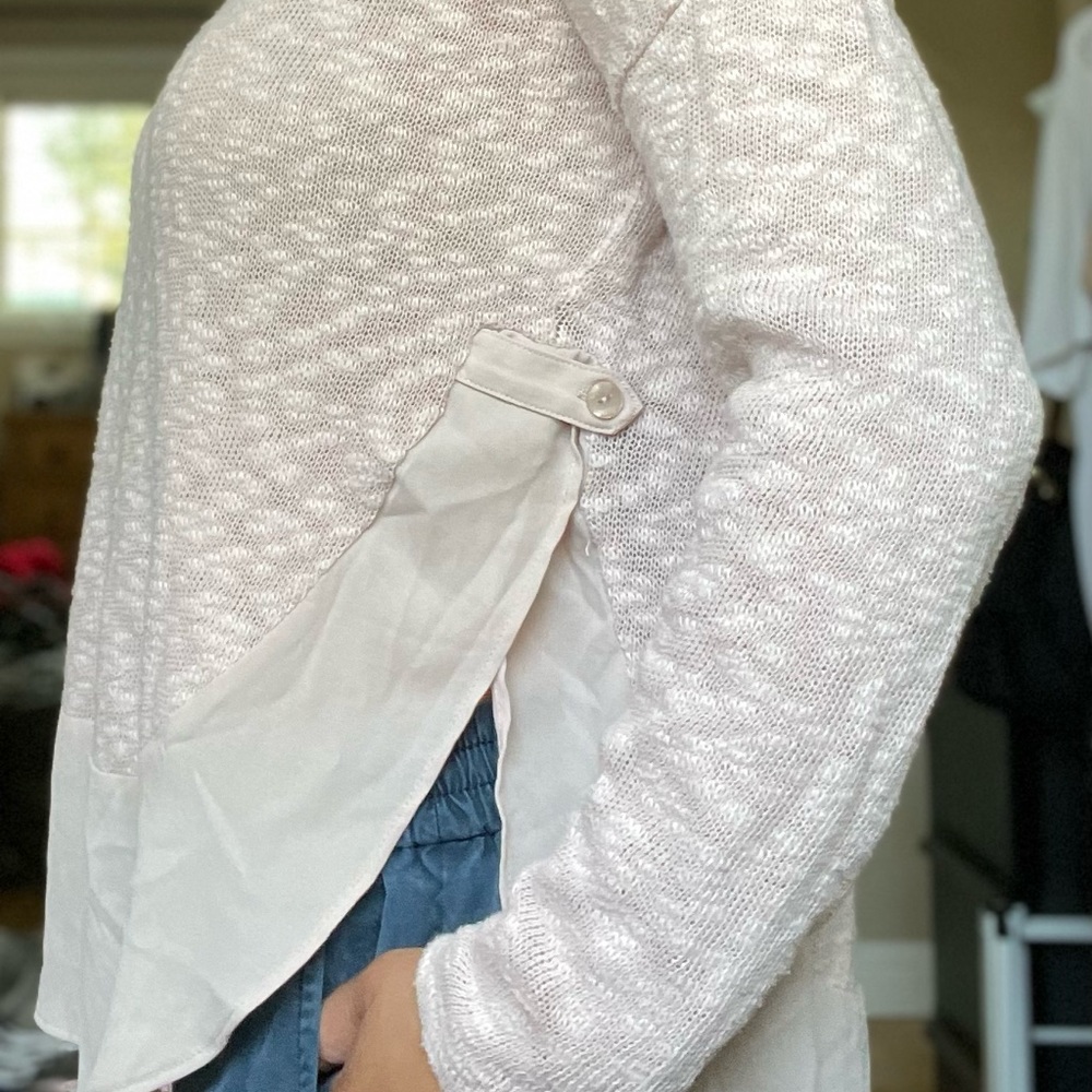 ANTHROPOLOGIE Deletta Blush Baby Pink Cotton Chiffon Trim Frayed Top - Picture 6 of 6